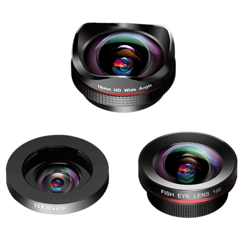 2In1 Lens 16mm Wide-Angle Macro HD Phone Camera Lens for iPhone 8 7 6S Plus Xiaomi Samsung