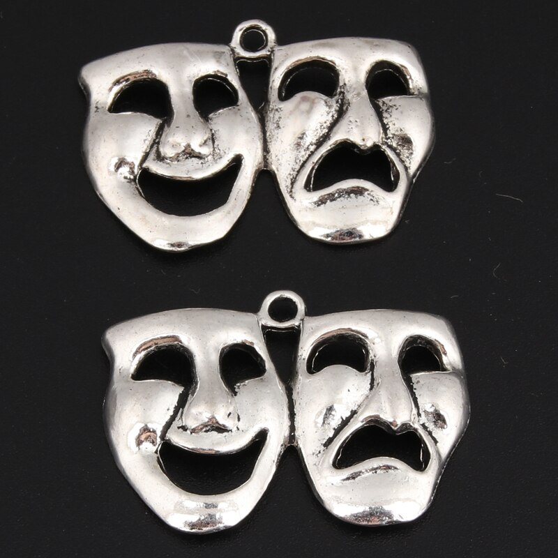 15 Stuks Zilver Kleur 30.5X22Mm Masker Charms Gelukkig En Sad Face Hanger Theatre Voor Diy Handgemaakte sieraden Maken Accessoire