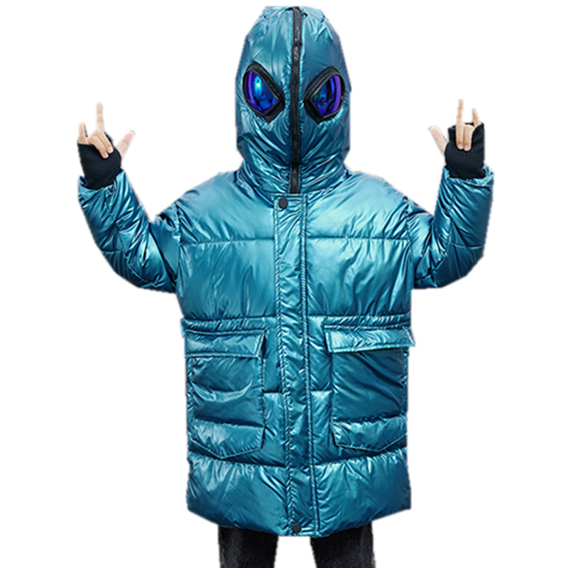 Veste d&#39;hiver avec lunettes à capuche pour garçons, manteau imperméable et brillant pour enfants 4-13, vêtements d&#39;extérieur chauds pour adolescents