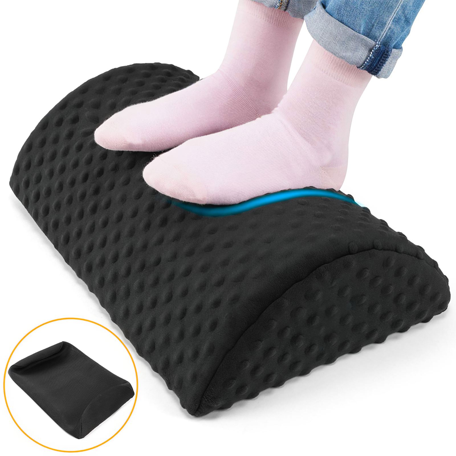 Cojín reposapiés de espuma de alta densidad, espuma ergonómica para reposapiés debajo del escritorio, masaje de superficie texturizada y cuentas antideslizantes para la oficina en casa
