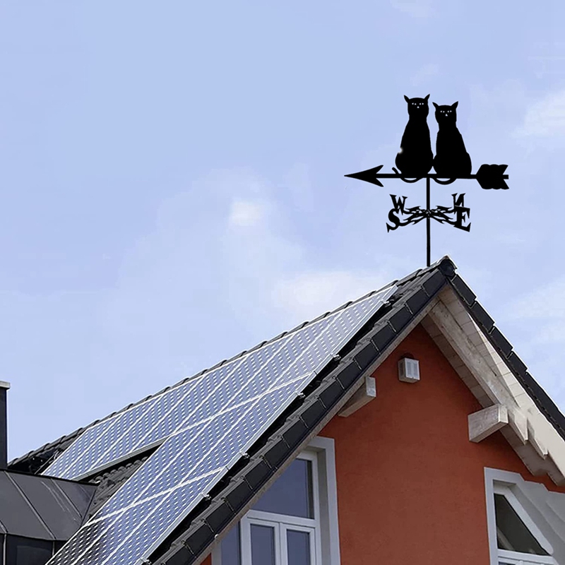 ! Farm Scene Wind Direction Indicator Wind Measurement Tool Weather Forecast Metal Cat Decoration Weathercock Yard Deco