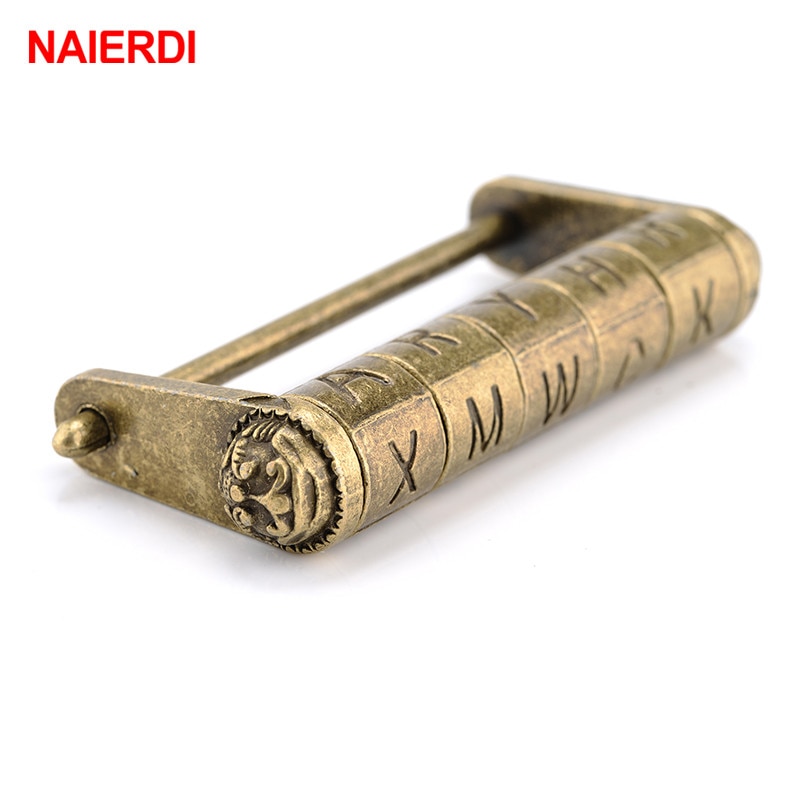 Naierdi Antiek Brons Retro Combinatie Lock 5 Brief Zinklegering Wachtwoord Slot Sieraden Hangslot Voor Houten Koffer Lade