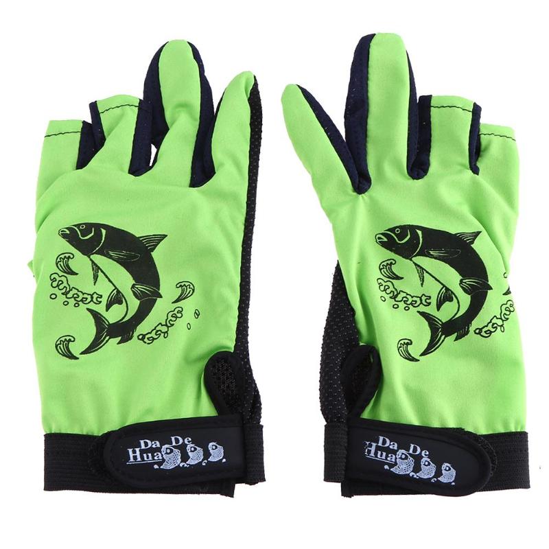 Guantes de pesca antideslizantes de medio dedo, accesorios para herramientas de pesca, , 1 par: green