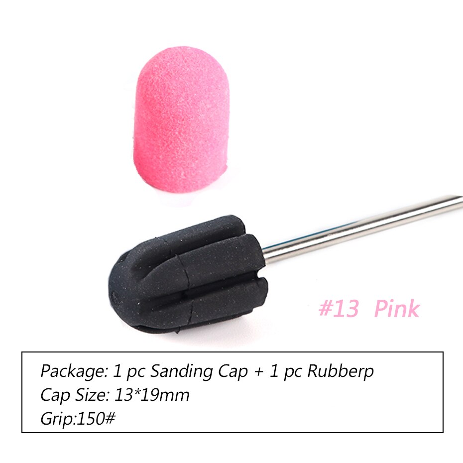1pc taille mixte clou foret ensemble UV vernis nettoyage ongles limes 150 bandes de ponçage bloc casquettes électrique manucure Art outils BE725: No.13 Pink