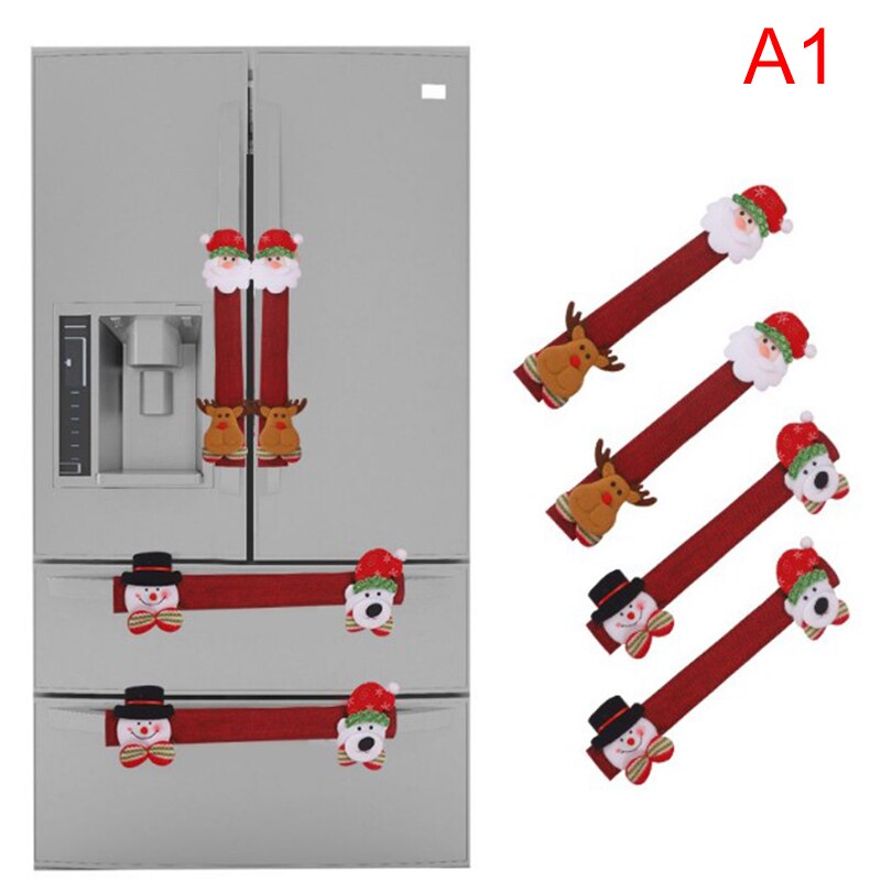 Tirador de nevera cubierta de Navidad manoplas para horno o microondas de nevera guantes refrigerador horno cubierta de protección de la decoración de la Navidad: A