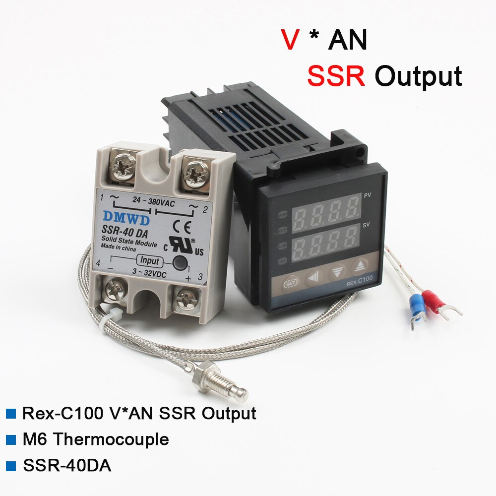 REX-C100 digital pid controlador de temperatura termostato ssr saída + max.40a ssr relé + k sonda termopar: Set 3