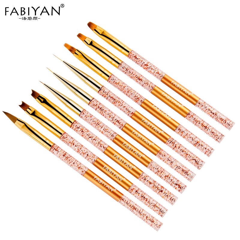 Pinceles de delineador para uñas, pluma de extensión en forma de media luna, pétalos, herramientas de manicura acrílicas, 9 estilos
