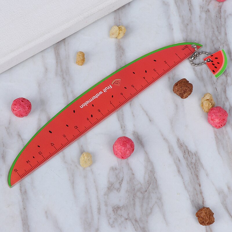 Plastlinjaler rakt mätverktyg söta fruktmönster skolmaterial 17cm * 2.5cm