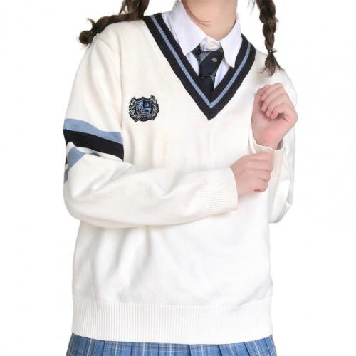 Suéter suave ropa deportiva mujer joven escuela Top de punto para citas: Blanco / L