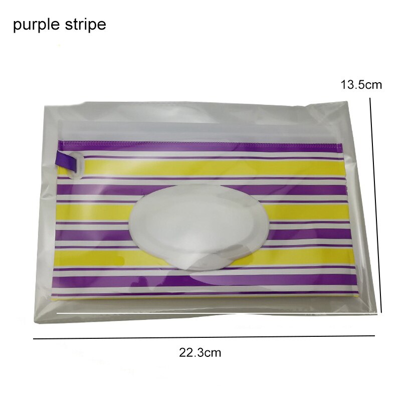 Easy-transport de lingettes, boîte de lingettes pour bébés, sac de lingettes humides, conteneur Portable, pochette de cosmétiques: purple stripe