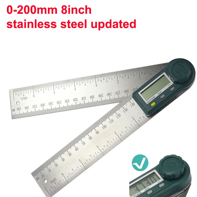 0-200mm 0-300mm Stainless Steel Digital Angle Ruler Inclinometer Carbon Fiber Electron Goniometer Protractor Angle Finder Meter: 0-200mm stainless