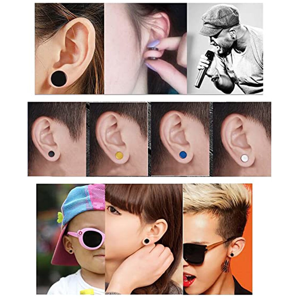 6 Paare Runde Ohrringe einstellen Edelstahl Zucht Ohrringe für Männer und Frauen Ohr Stecker Punk Stil Durchbohrte Schmuck 6MM