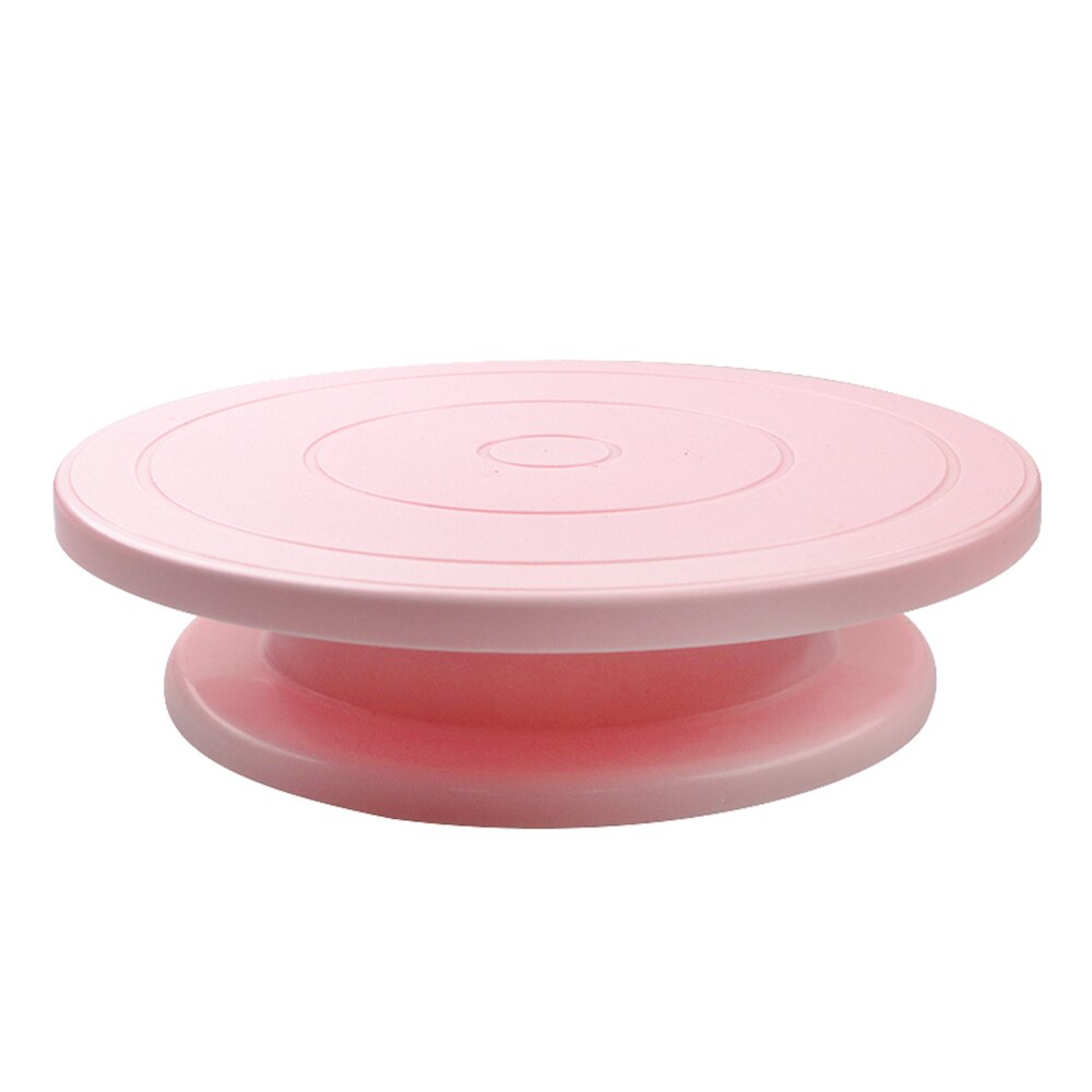 Plato giratorio de plástico para Tartas, soporte para decoración de pasteles, antideslizante, redondo, giratorio, para cocina, herramienta para hornear Pan: Rosa