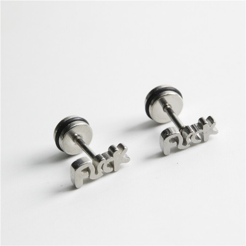 Uvw007 2pc unissex moda aço inoxidável carta brincos de orelha acessórios femininos piercing jóias pendientes brincos