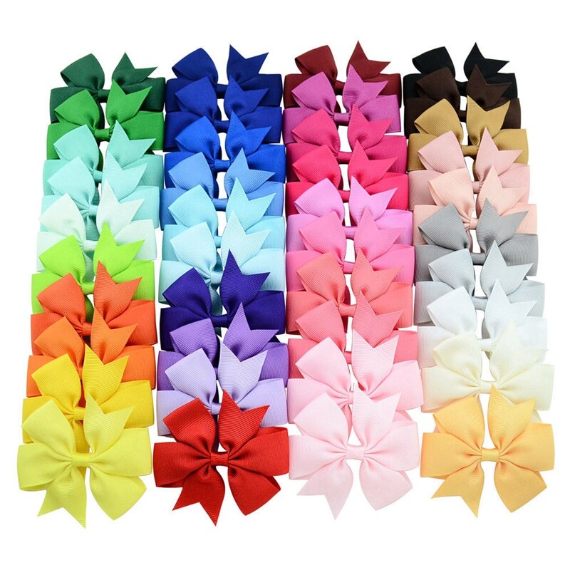 40 piezas encantador niñas cinta de Clip para cabello bebé niños Bowknot pelo Pin lindo colorido