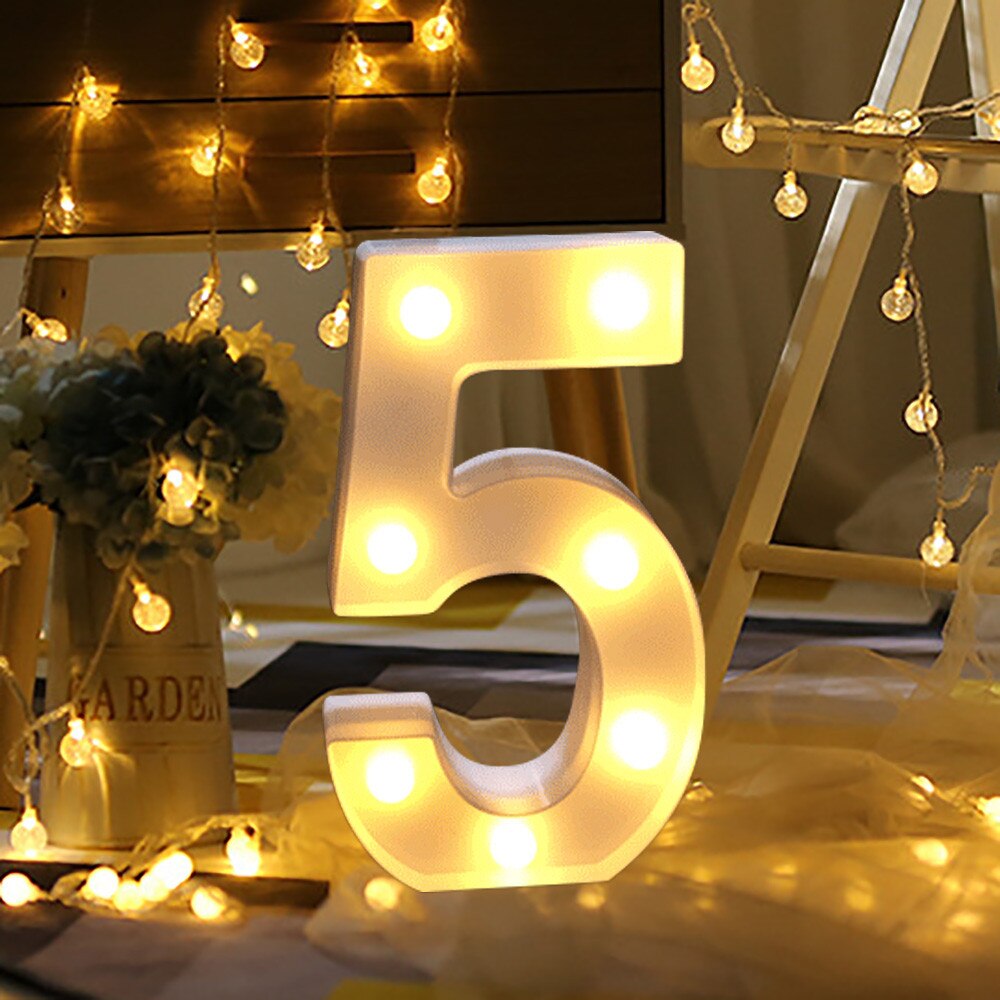 Luz de Número Digital luminosa creativa de 8,4 pulgadas, lámpara alimentada por batería AA, luz nocturna para Navidad, boda, de cumpleaños: 5