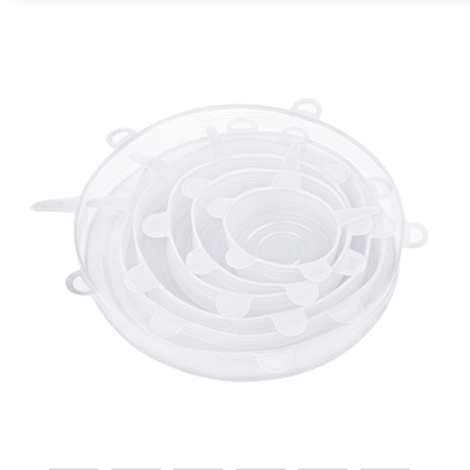 6 pezzi coperchi elastici in silicone riutilizzabili coperchi ermetici per alimenti che mantengono freschi sigilli ciotola copertura elastica per avvolgere pentole da cucina: bianca