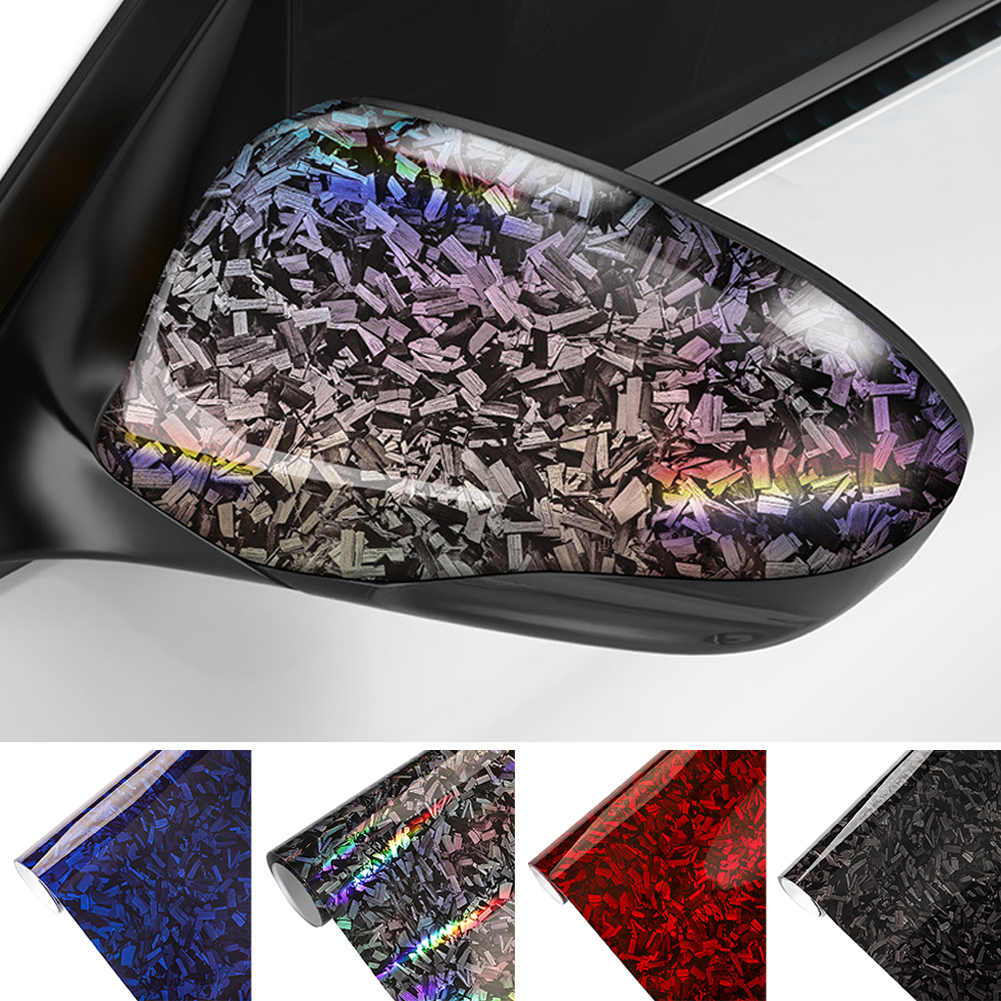 Película de fibra de carbono para coche, envoltura de vinilo de fibra de carbono forjado brillante, pegatinas autoadhesivas rojas para carrocería de coche, 50/100/150cm