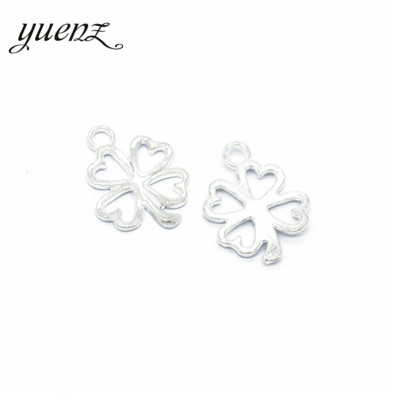 Yuenz 4 Kleur 35 Pcs Antiek Zilver Kleur Charms Lucky Klavertje Vier Maken Hanger Fit Diy Handgemaakte Sieraden 17*13 Mm Q401