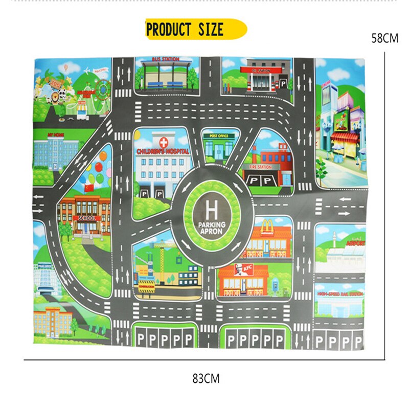Børns legetøj trafik vej parkeringsplads kort engelsk by parkeringsplads kort baby leg spil mat tæppe
