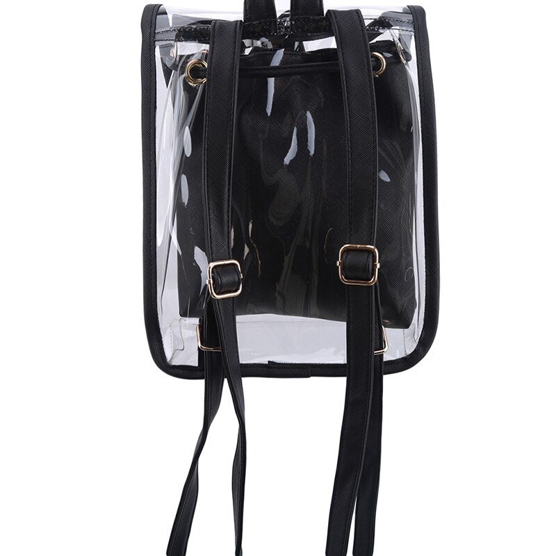 Clear Transparent Backpack Stadium Security School Book Bag Travel Travel Ladies Girls Candy Color Mini Backpacks: Black