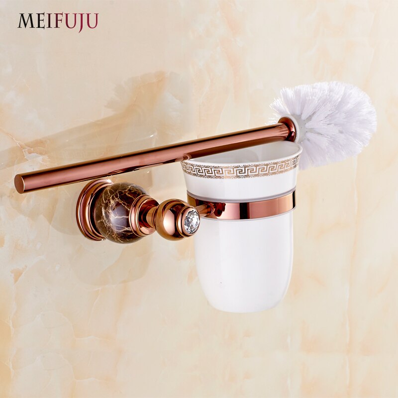 Europäischen stil Marmor Wc-bürstenhalter Rose Gold Überzog Weiße Jade wc-bürste Badezimmer Produkte nützlich für Schlecht