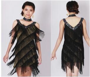 Sexy V-Neck Women's Flapper Dress 1920s Tassel Cocktail Fringe Dress party costumes: s