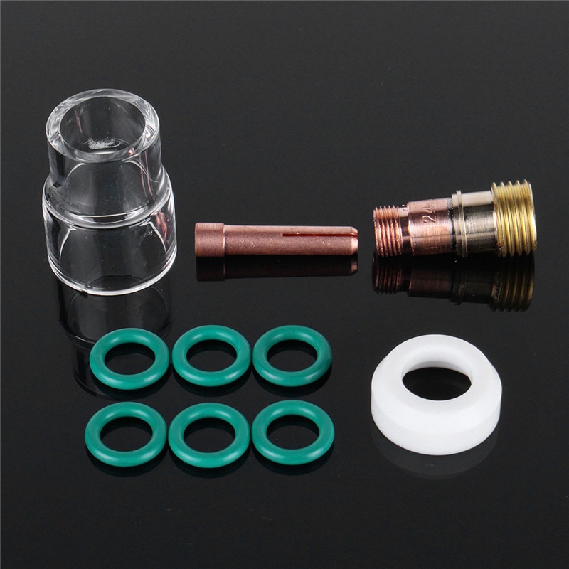 Consumibles De Soldadura TIG, Kit De Lente De Gas De Vidrio Con Conector De Cobre De Especificacion Multiple De Dureza Para Wp17 Wp18 Wp26 Anggrek 12345678