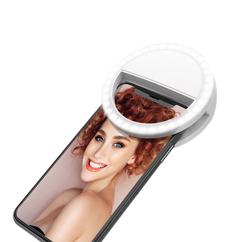 Selfie Ring Licht 3 Wit Verlichting Modes Oplaadbare Clip-On 36 Led Mini Ring Lichten Selfie Video Chat Foto voor Smart Telefoon