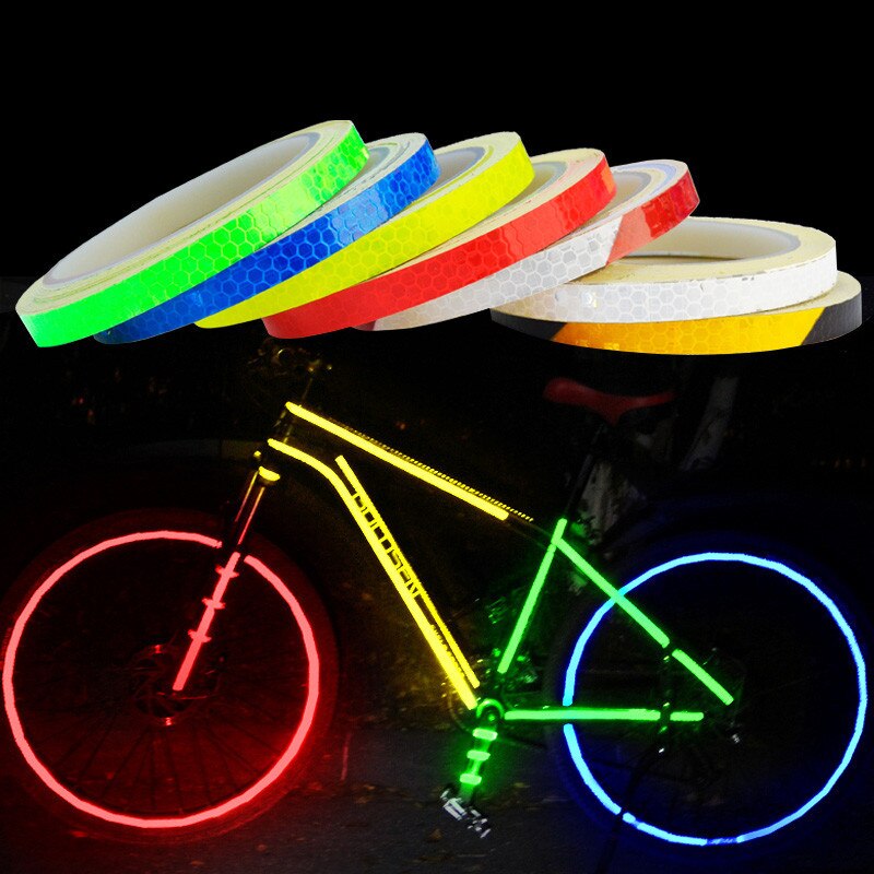 1 cmx 8m reflekterende klistermærker fluorescerende mtb cykel cykling cykling mtb reflekterende klistermærker klæbebånd cykel bil tilbehør