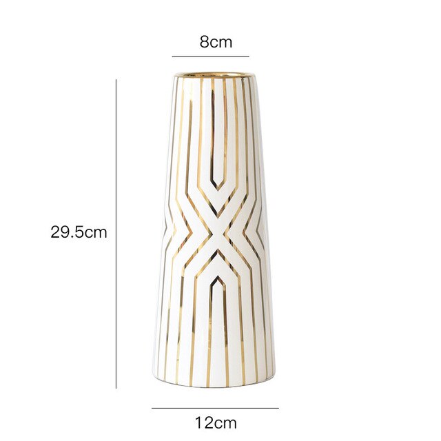 Nordic Rustic Home Decor Ceramics Vases Golden Grain Texture Vase Hydroponics Floral Flowerpot European Style White Ceramic: Style 4