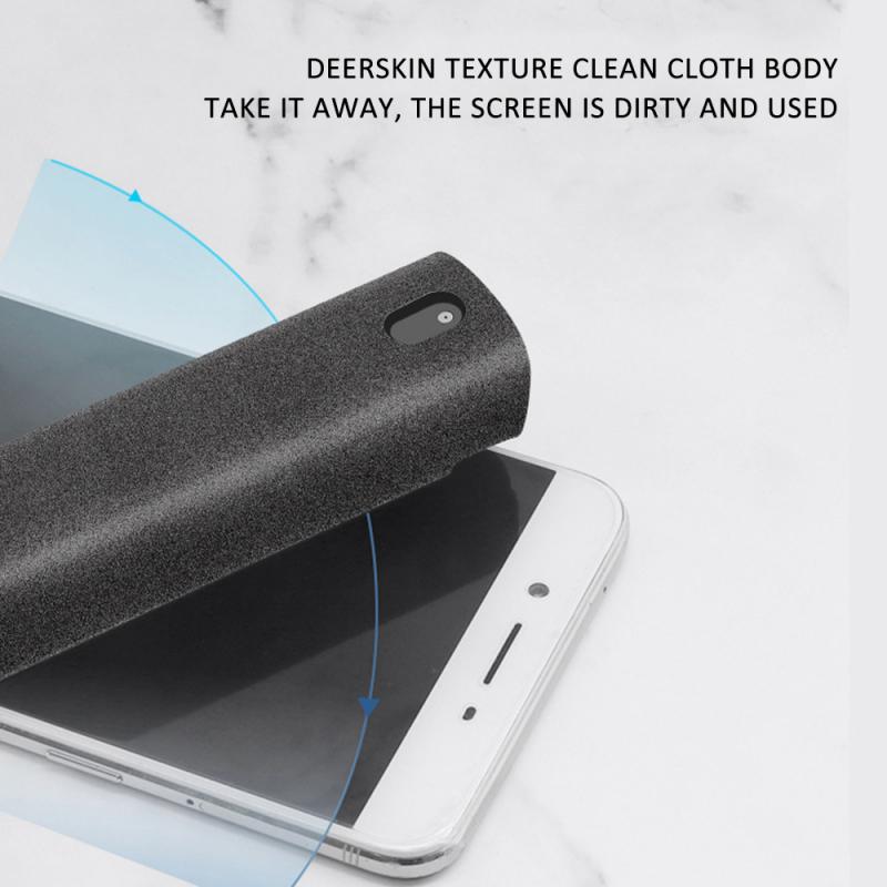 2 In 1 Phone Screen Cleaner Spray Computer Mobile Phone Screen Dust Removal Tool Microfiber Cloth Sets Cleaning Artifact