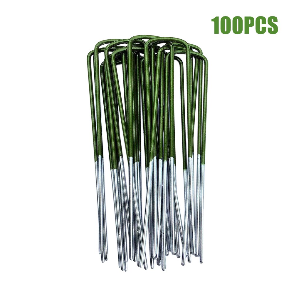 Turf Pin Insert Kunstgras Gazon Met Afgeschuind End Universele Half Groen U-vormige Sterke Tuin Haringen Outdoor Heavy Duty