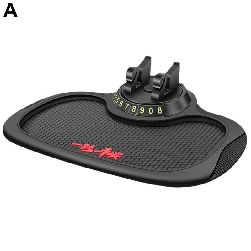 4 In 1 Car Anti-Slip Mat Silicone Dashboard Sticky Phone Holder Mat Auto Non-Slip Phone Pad W Phone Holder Function Car Interior: A