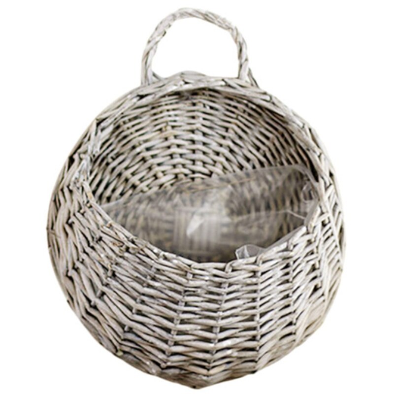Handmade Rattan Hanging Basket Natural Wicker Hanging Storage Basket for Home Garden Wedding Wall Decoration: Gray