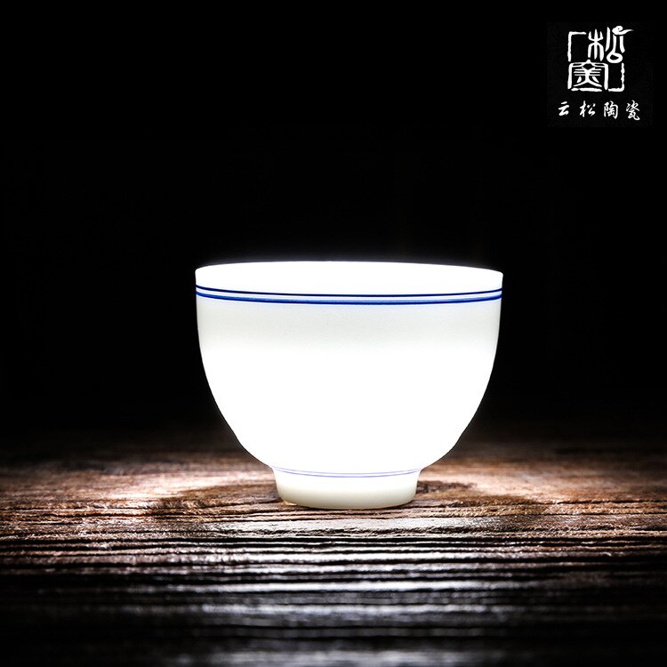 Dehua Ceramic Tea Utensil Hand-Painted Ceramic Whiteware Teacup Drawing Line Single Cup Master Cup Ceramic Teacups: teacup4