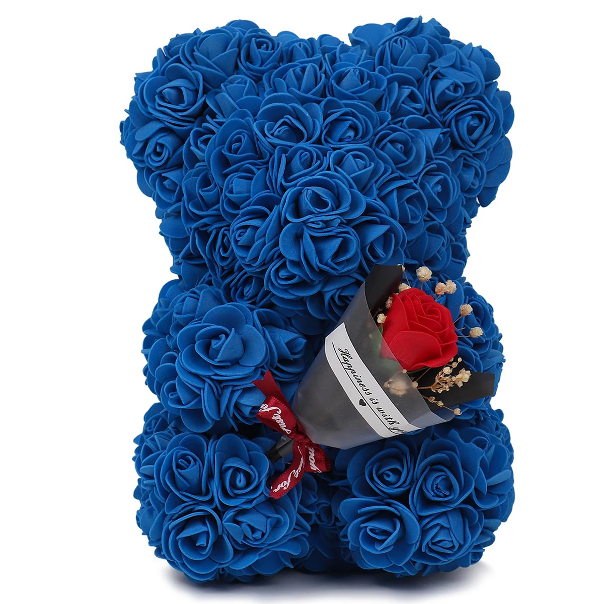 Ours en peluche Rose éternelle, fleur artificielle de 25m, 1 pièce, pour maman, fête des mères, anniversaire, saint-valentin, et décorations: Argent