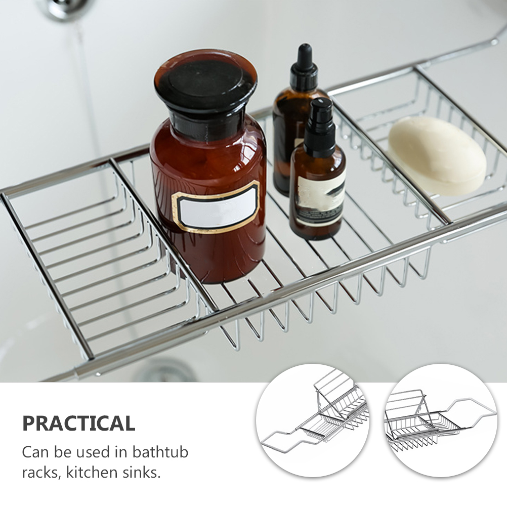 Telescopic Bathtub Rack Stainless Steel Bath Basin Rack Bathroom Bathtub Tray