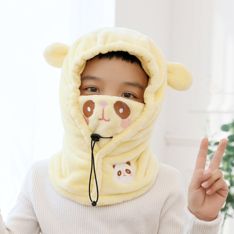Children Warm Hat Kid Baby Girls Boys Hooded Scarf Caps Hat Winter Cartoon Knit Ear Protection Thicken Cap Children's