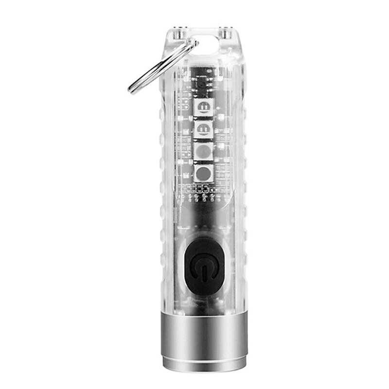 Powerful Mini LED Flashlight Keychain Bright Torch USB Rechargeable Pocket Light: W