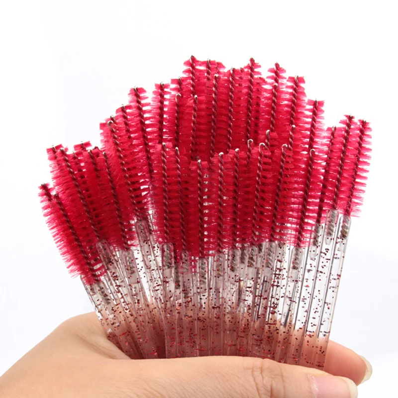 5/25/50pcs Mascara Wands Applicator Cosmetics Eyelash Brush Comb Crystal Eyelash Brushes Makeup Beauty Eye Brush: green / Raccoon