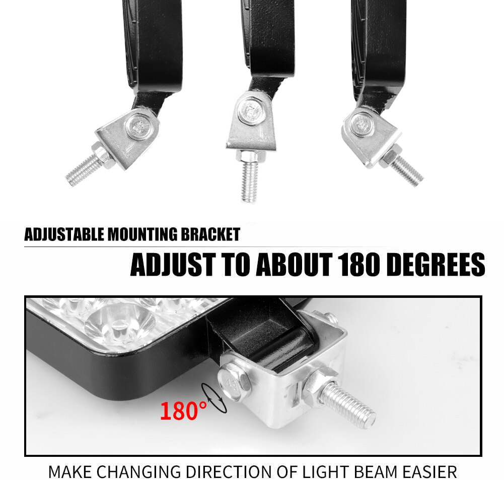 Car Led Light Bar 48W Work light 16LED 12V Fog Lamp LED Tractor Headlight for Offroad Truck Combo Boat Auto 1/2/4pcs