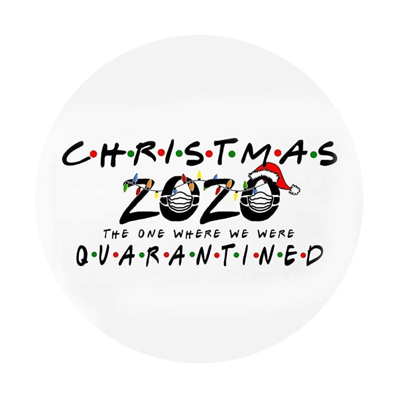 Large Christmas Stickers Door Window Christmas Decoration Xmas Santa Cartoon Pattern Round Paper Sticker Happy Year: 06