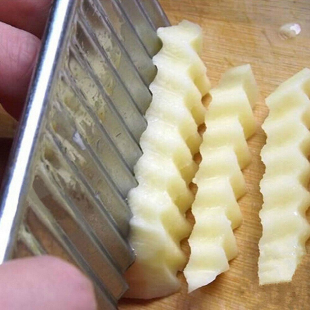 1 stk kartoffelkniv rustfrit stål kartoffelchipsdej vegetabilsk krøllet bølgeskærer udskærer frugter kniv mad