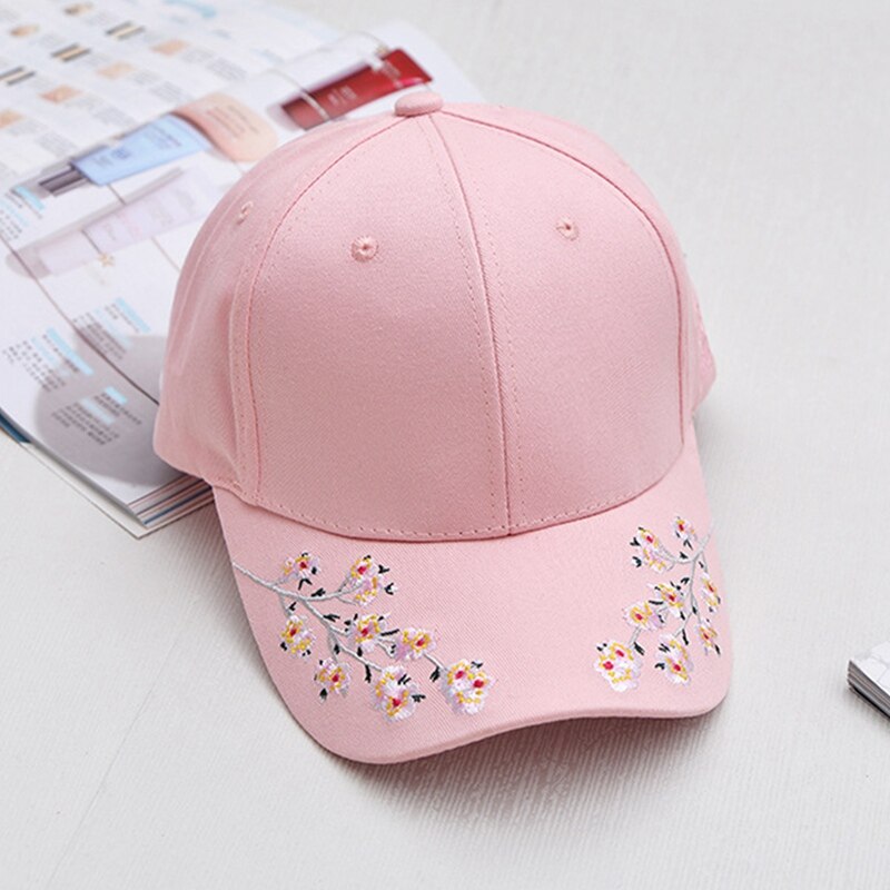 Fleur broderie casquette de Baseball en plein air Golf casquettes élégantes femmes décontracté Snapback respirant toile Sport chapeau Protection UV: Pink