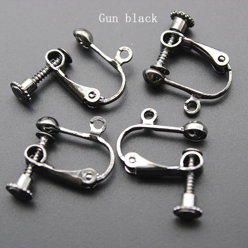 20pcs/lot 16mm Round Head Screw Ear Clip DIY Handmade Clip On Earrings Parts No Pierced Ear Clips Jewelry Making Findings: Gun black