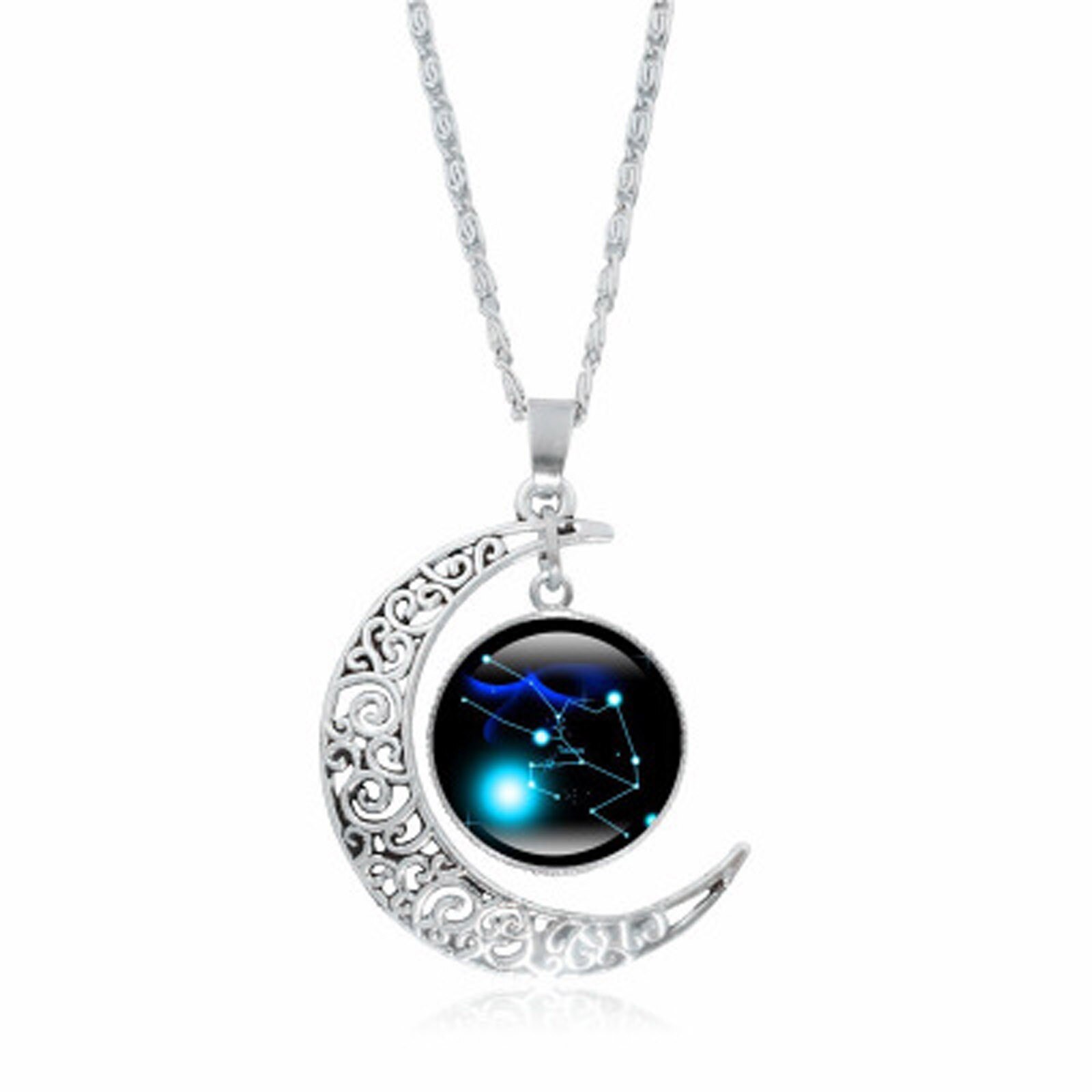 12 costellazione luna collana catena donna strass di lusso girocollo gioielli moda ciondolo regali signore eleganti: B