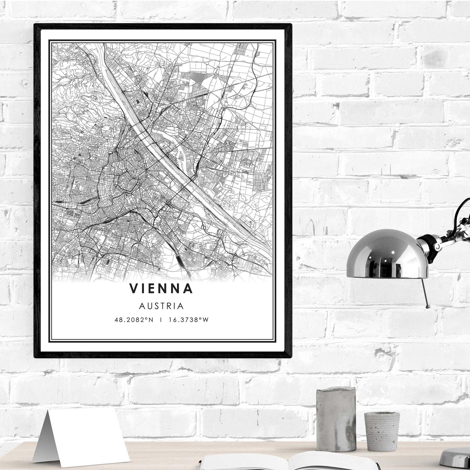 Vienna map print poster canvas | Vienna Austria city map print poster canvas