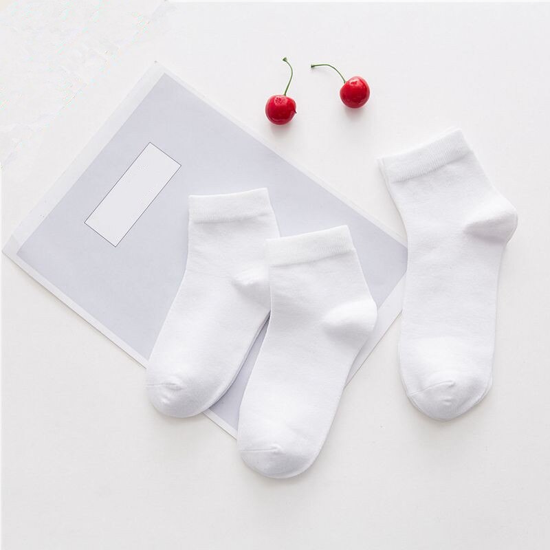 Bas blancs pour enfants 5 couleurs/lot | Chaussettes pour bébés, confortables, légères et douces, en coton, confortables et décontractées, pour enfants garçons et filles, chaussettes de Sport pour écoliers