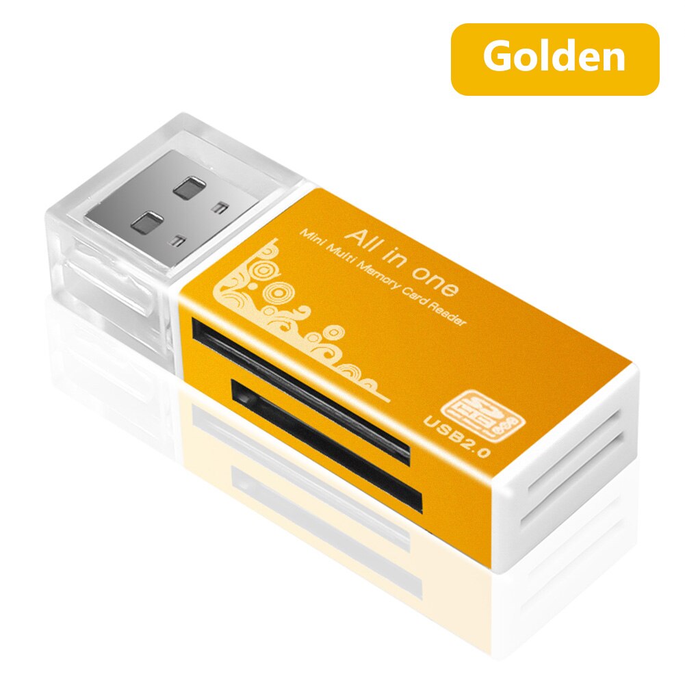 Draagbare Hoge Snelheid Kleurrijke 4 In 1 Usb 2.0 Micro Sd T-flash Tf Memory Card Reader Microsd Transflash Naar Usb flash Drive Adapter: Gold